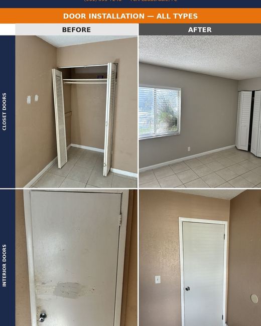 Door installation, before and after