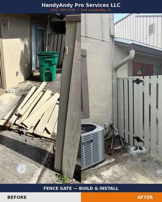 Fence gate build, before and after
