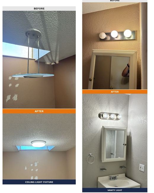 Lighting makeovers, before and after