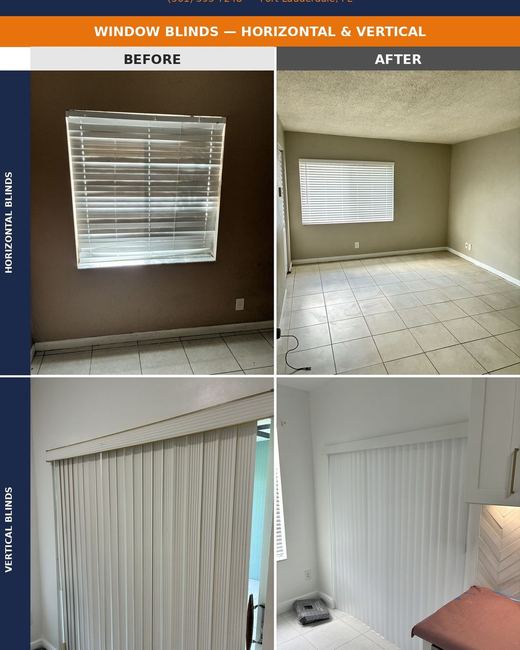 Window blinds, before and after